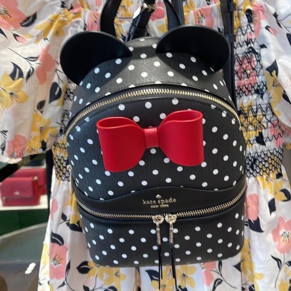 Kate Spade Disney X Kate Spade New York Minnie Dome Backpack Black Multi - Picture 15 of 16